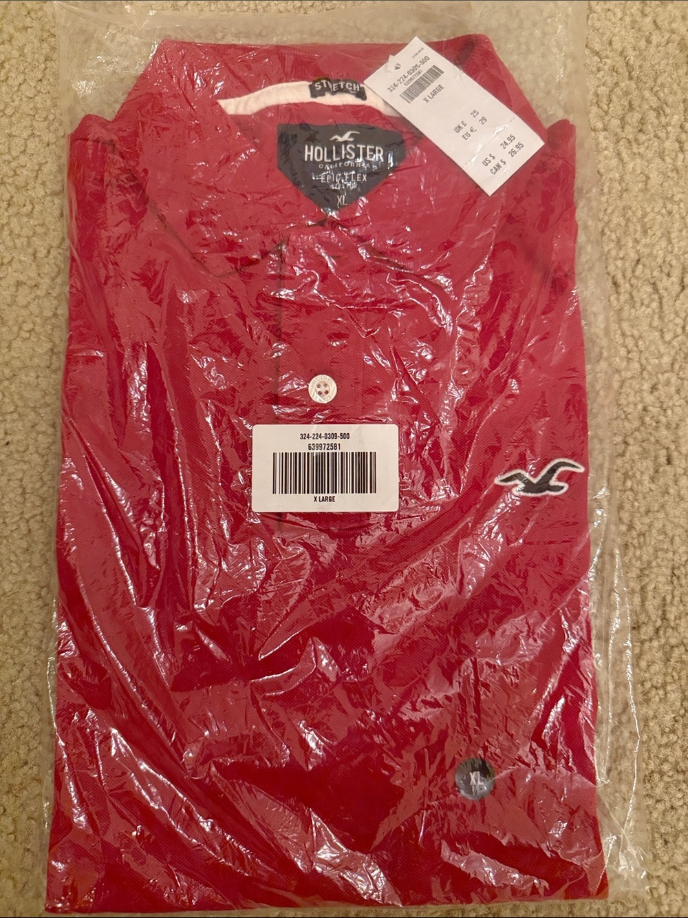 Hollister Scarlet Polo with Embroidered Seagull